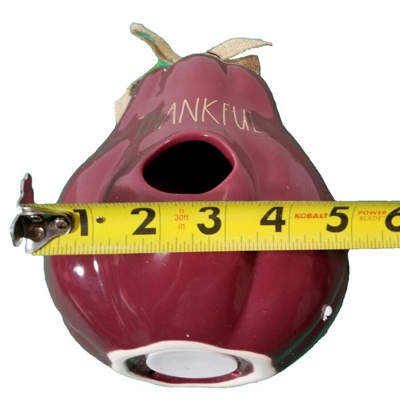 Rae Dunn "THANKFUL" Fall Decor Ceramic Eggplant Birdhouse Use Outside OR Inside! - Picture 5 of 6